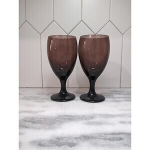 Libbey Purple Goblets, Premier Teardrop , Amethyst Glasses,‎ Vintage Set of 2